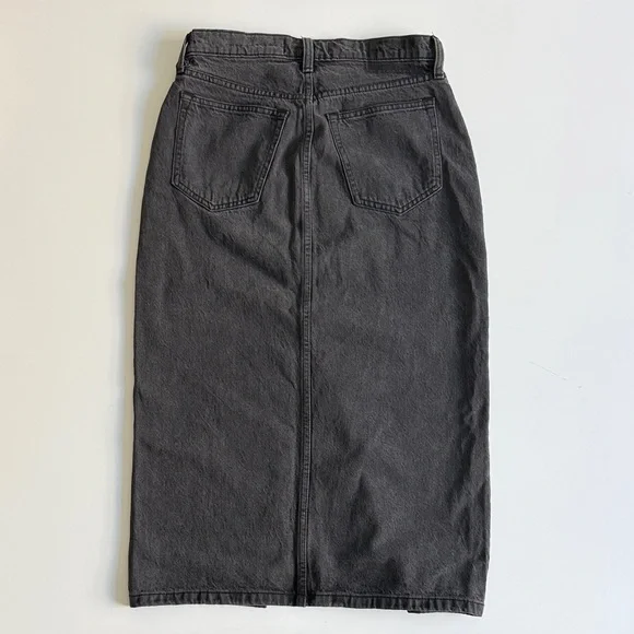 Abercrombie High-Rise 26/2 Black Denim Midi Skirt - Picture 2 of 3